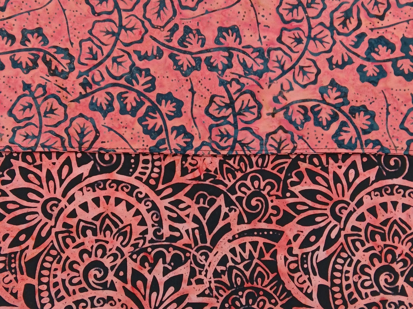 Handmade Reversible Cotton Napkins Set of 4, Coral Batik, 14x14 Cloth Napkins