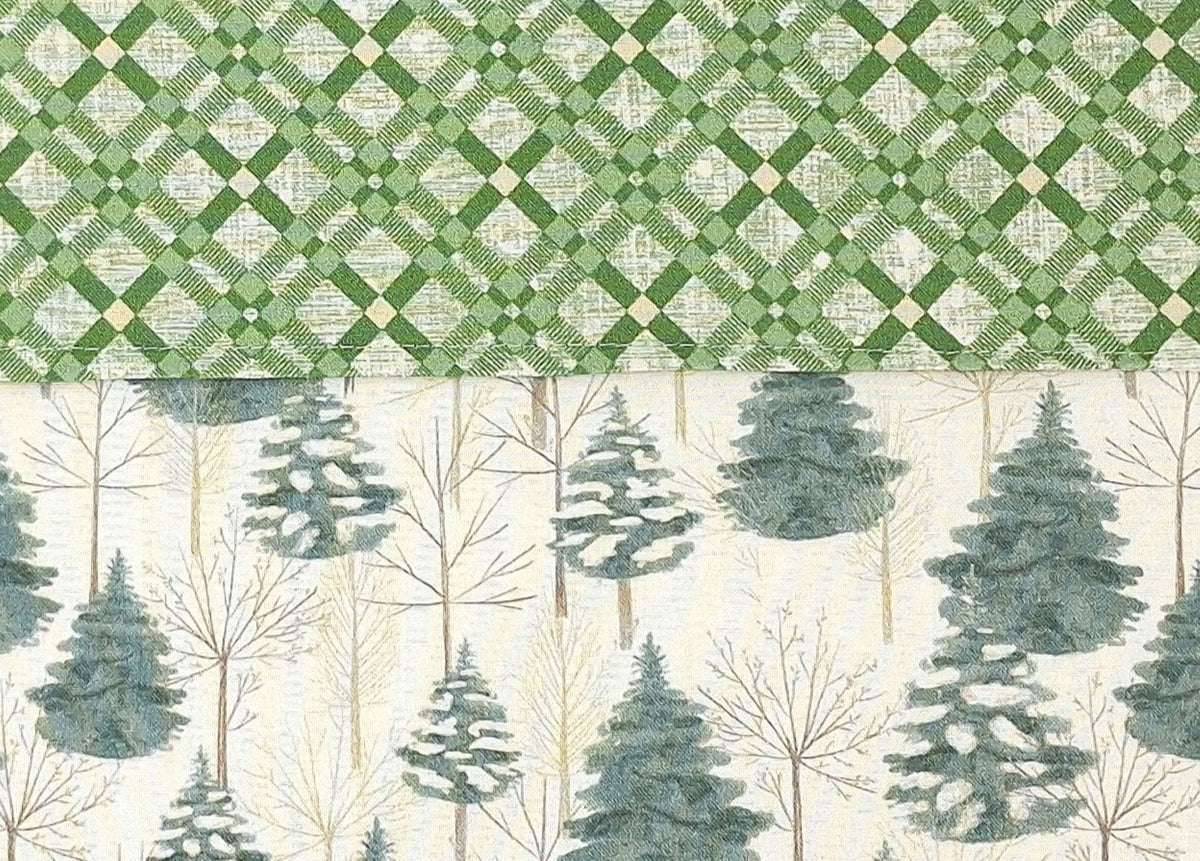 Handmade Reversible Christmas Napkins, Set of 4 Evergreen Forest & Green Plaid, Winter Cloth Napkins