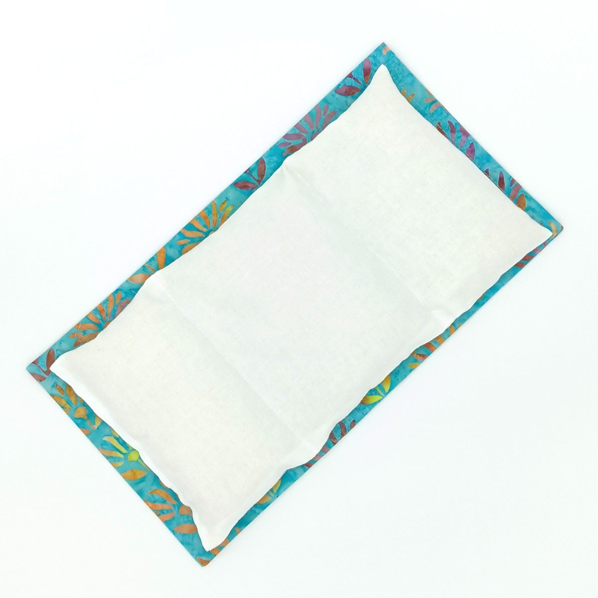 Microwavable Rice Heat Pack, Teal Lotus Batik Washable Cover, Hot & Cold Therapy, One of a Kind Handmade Gift
