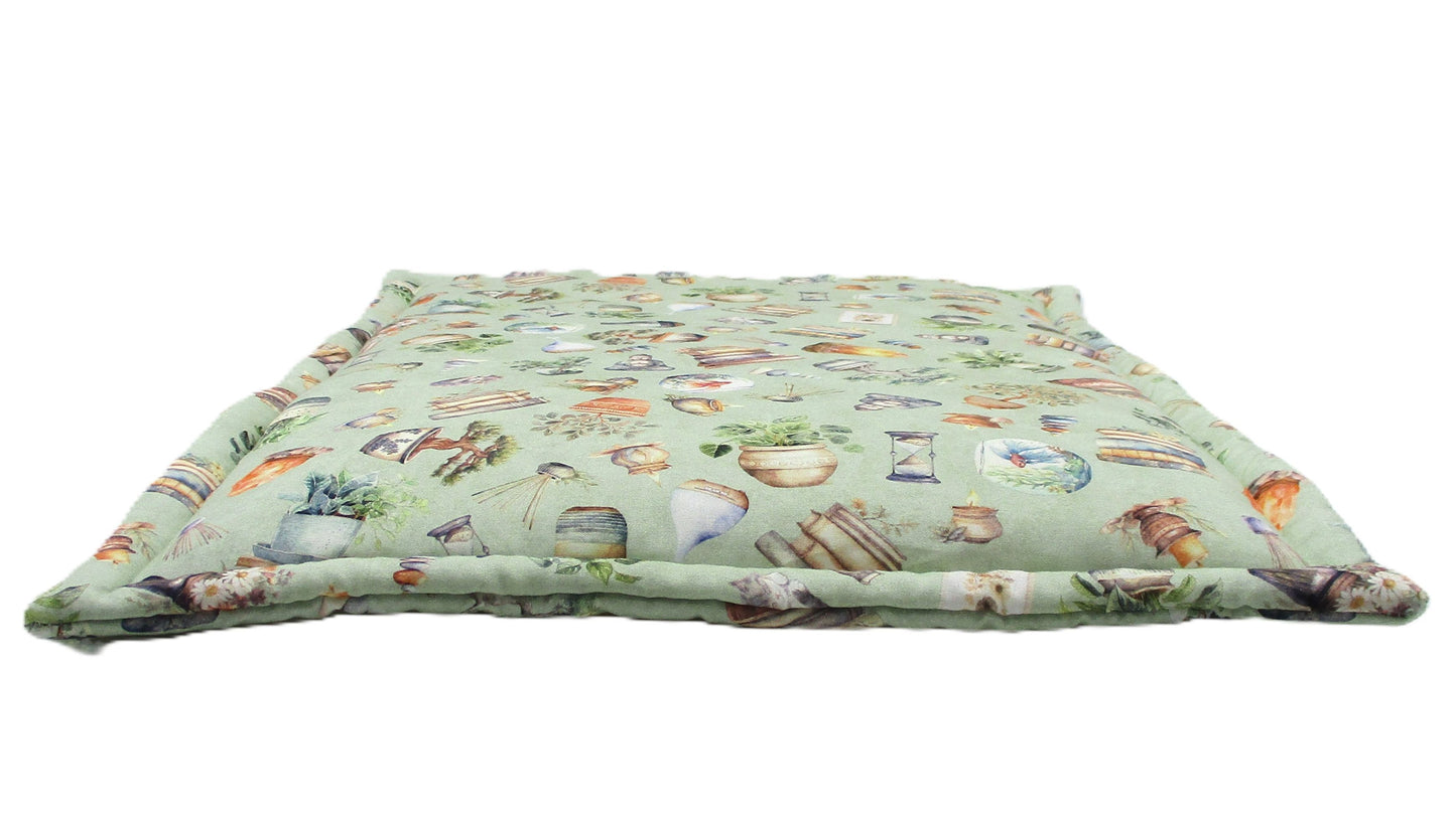 Premium High-Altitude Catnip Mat for Cats, 7 Cups of Potent Catnip, Sage Green Rectangular Cat Cushion
