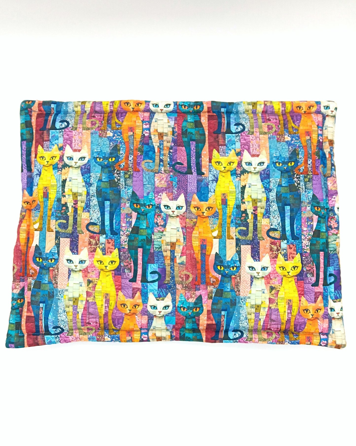 Catnip Filled Cat Mat, Colorful Painterly  Kitty Bed