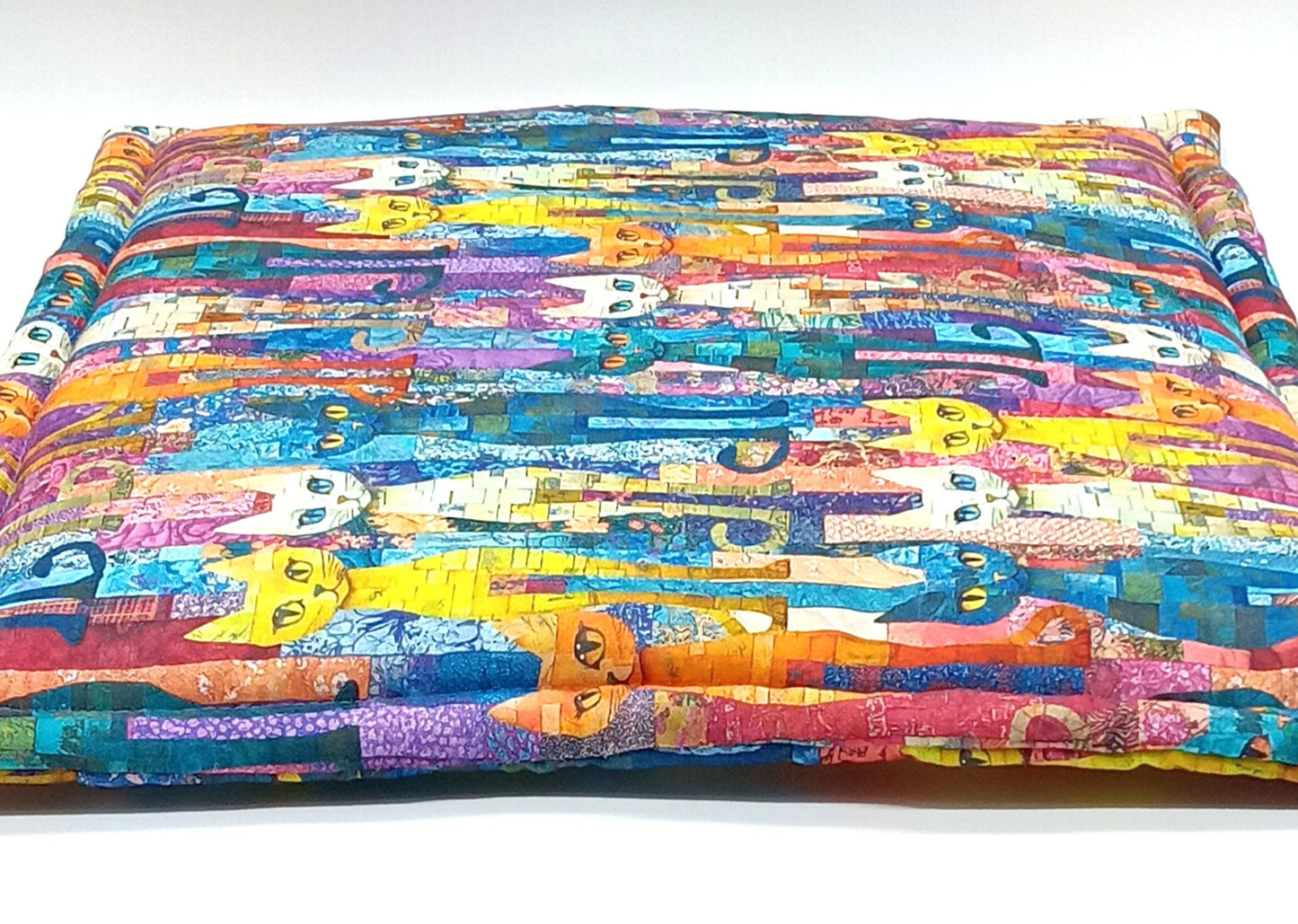 Catnip Filled Cat Mat, Colorful Painterly  Kitty Bed