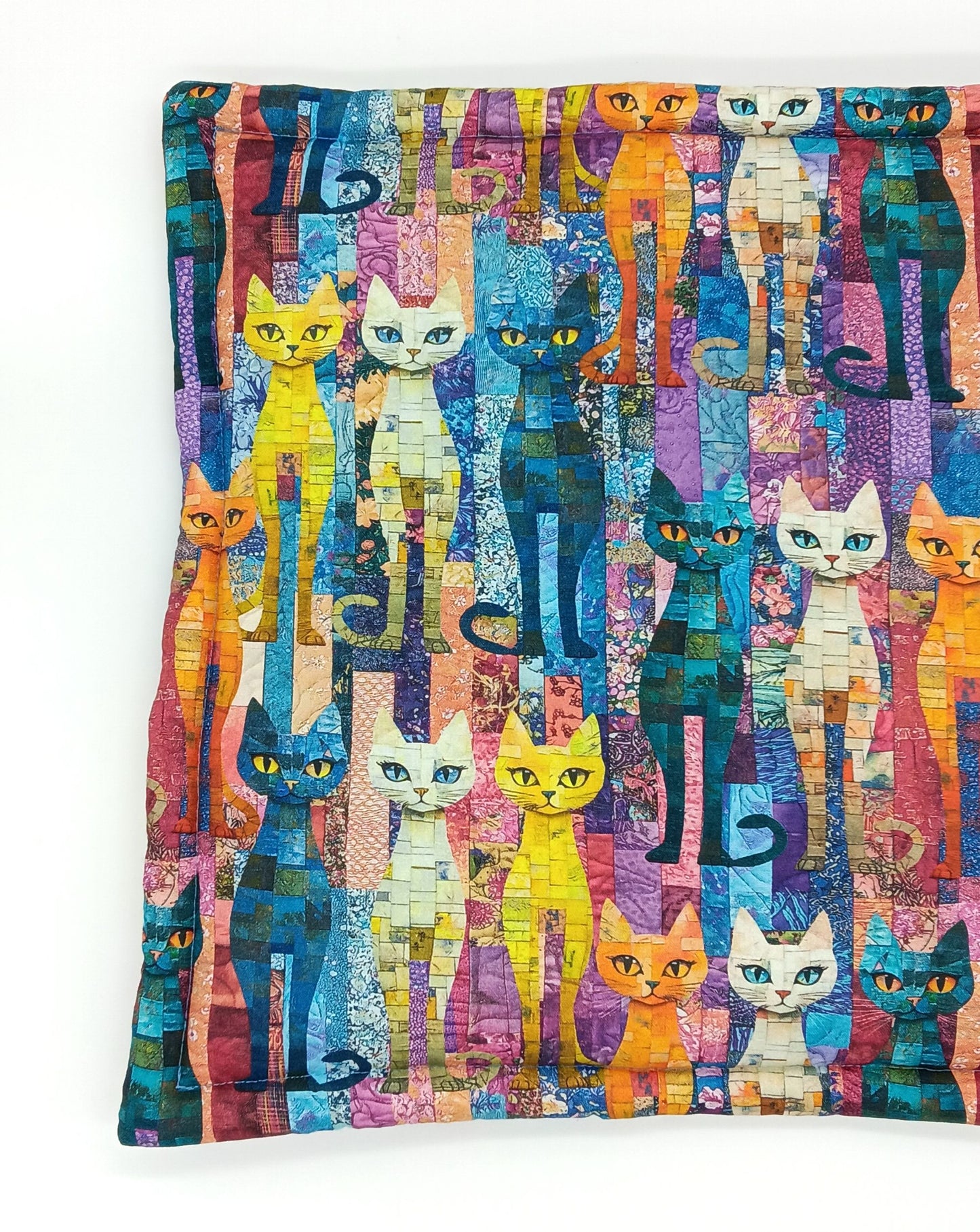 Catnip Filled Cat Mat, Colorful Painterly  Kitty Bed