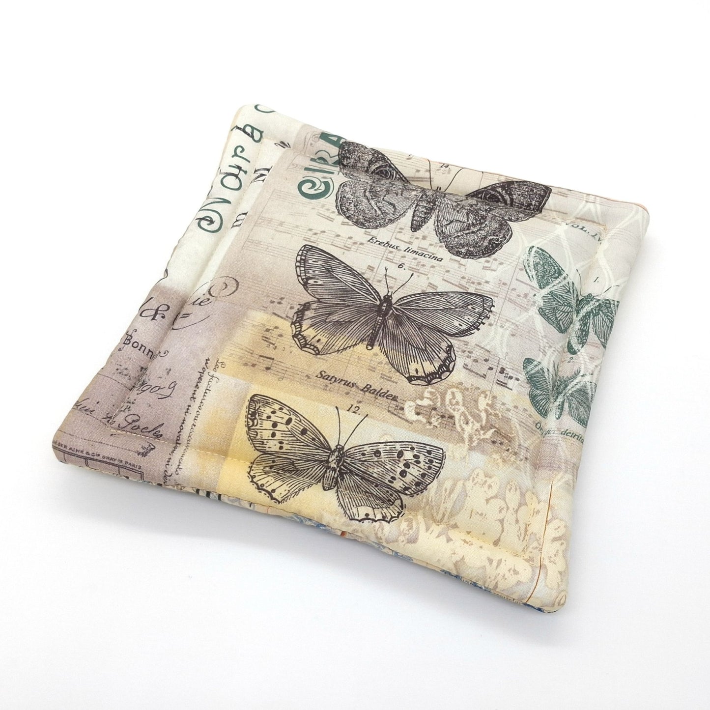 Small Catnip Cat Mat, Vintage Bird & Butterfly Naturalist Print, Reversible, Potent High-Altitude Catnip