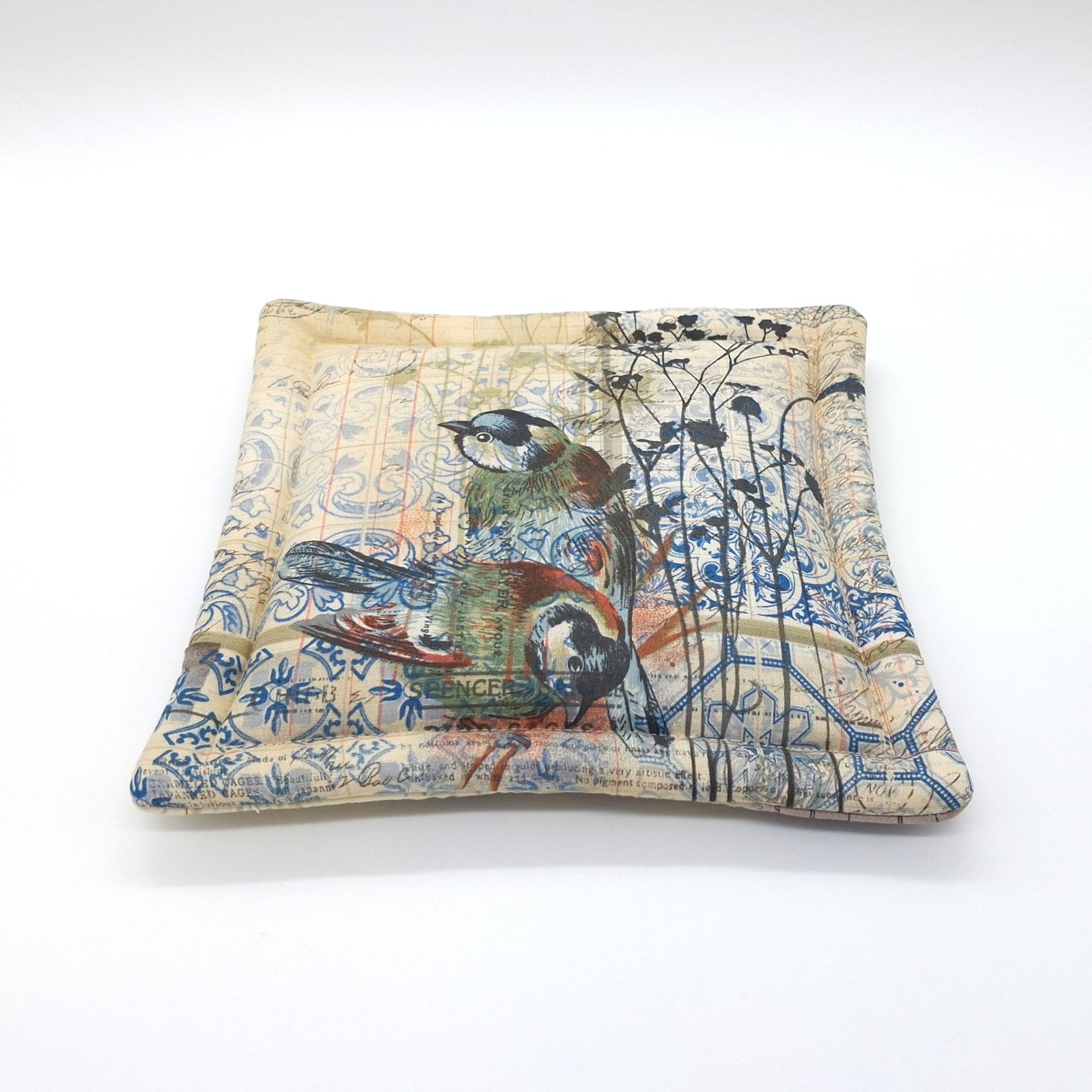 Small Catnip Cat Mat, Vintage Bird & Butterfly Naturalist Print, Reversible, Potent High-Altitude Catnip