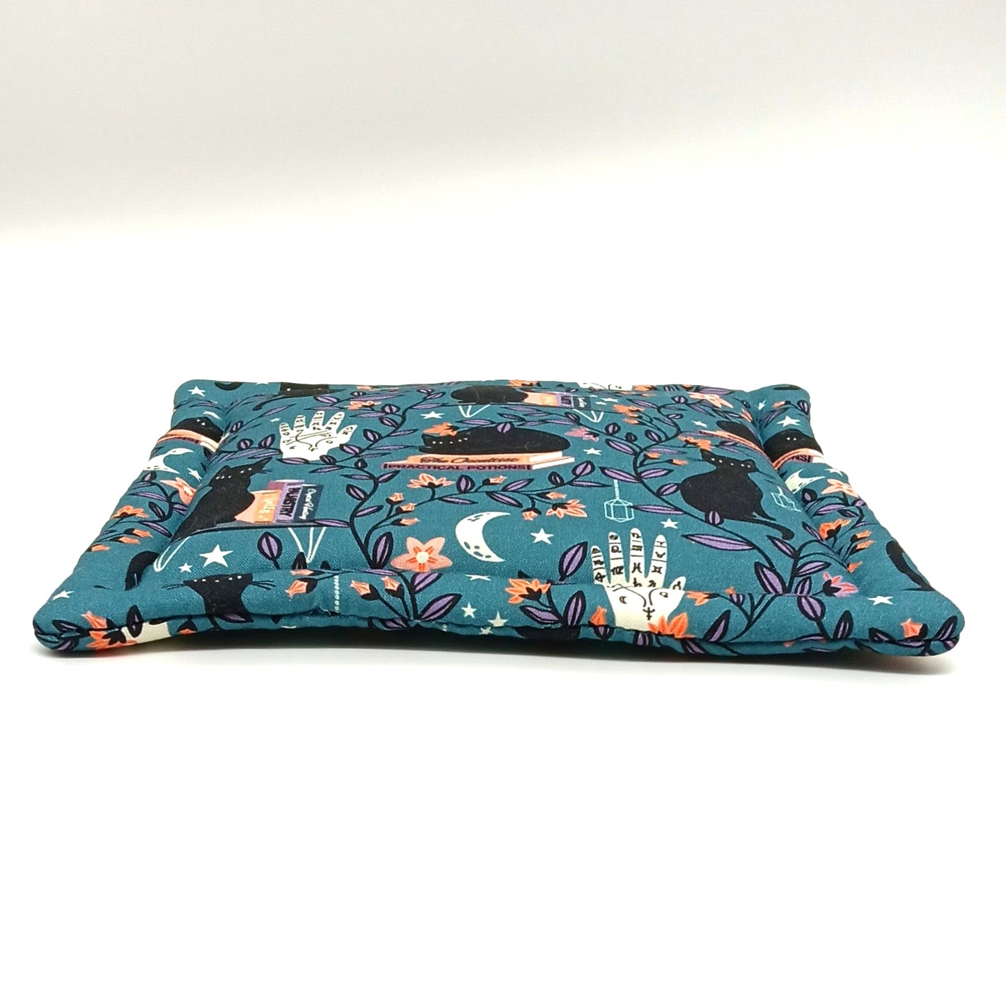 Catnip Mat, Handmade Cat Play Mat & Nap Pad with Extra-Potent High-Altitude Catnip, Witchy Black Cat & Moon Fabric, Made to Order
