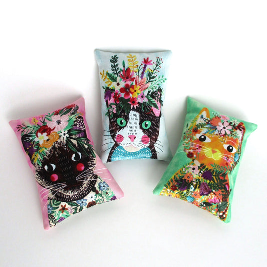 Cat Lavender Sachets Set of 3, French Lavender Filled, Cat Lover Gift, Handmade