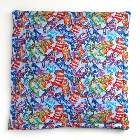 Premium High-Altitude Catnip Pillow for Cats, 7 Cups of Potent Catnip, Colorful Denim Blue Square Cat Cushion