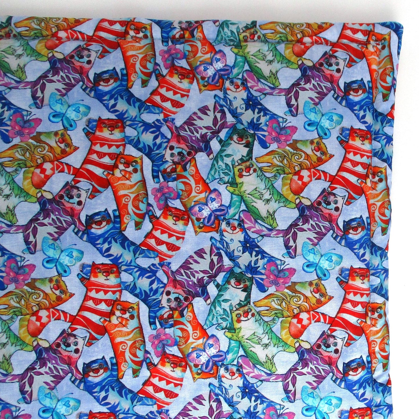 Premium High-Altitude Catnip Pillow for Cats, 7 Cups of Potent Catnip, Colorful Denim Blue Square Cat Cushion