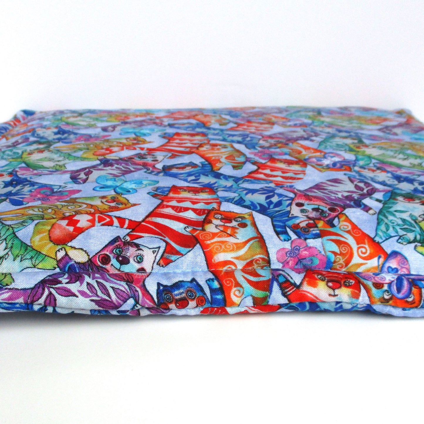 Premium High-Altitude Catnip Pillow for Cats, 7 Cups of Potent Catnip, Colorful Denim Blue Square Cat Cushion