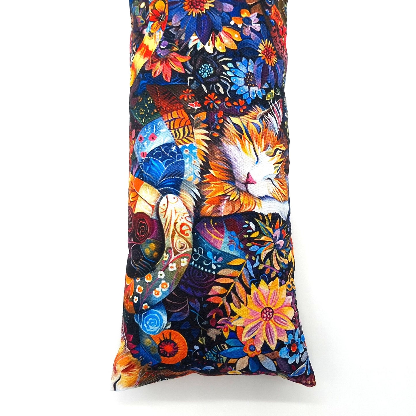 Catnip Kick Stick, Sleeping Cats in Flowers Jewel Tone Print, Potent Catnip