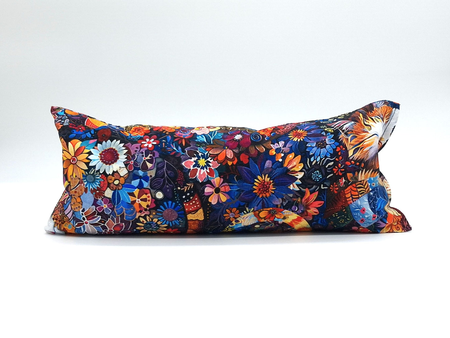 Catnip Kick Stick, Sleeping Cats in Flowers Jewel Tone Print, Potent Catnip