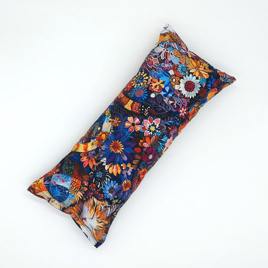 Catnip Kick Stick, Sleeping Cats in Flowers Jewel Tone Print, Potent Catnip