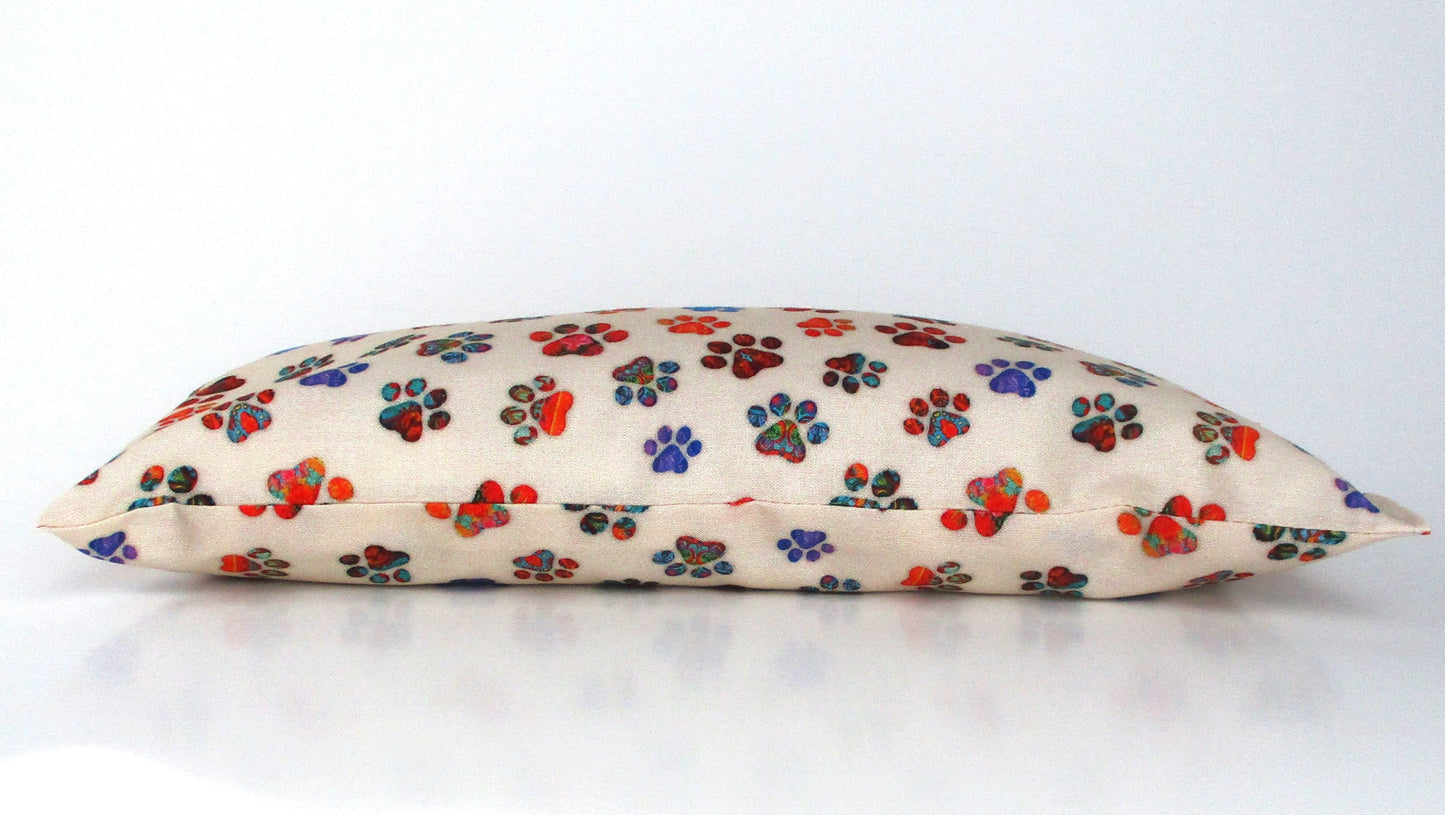 Catnip Kick Stick for Cats, High-Altitude Catnip & Buckwheat Hulls, Rainbow Paw Print Cream Cat Kicker Toy