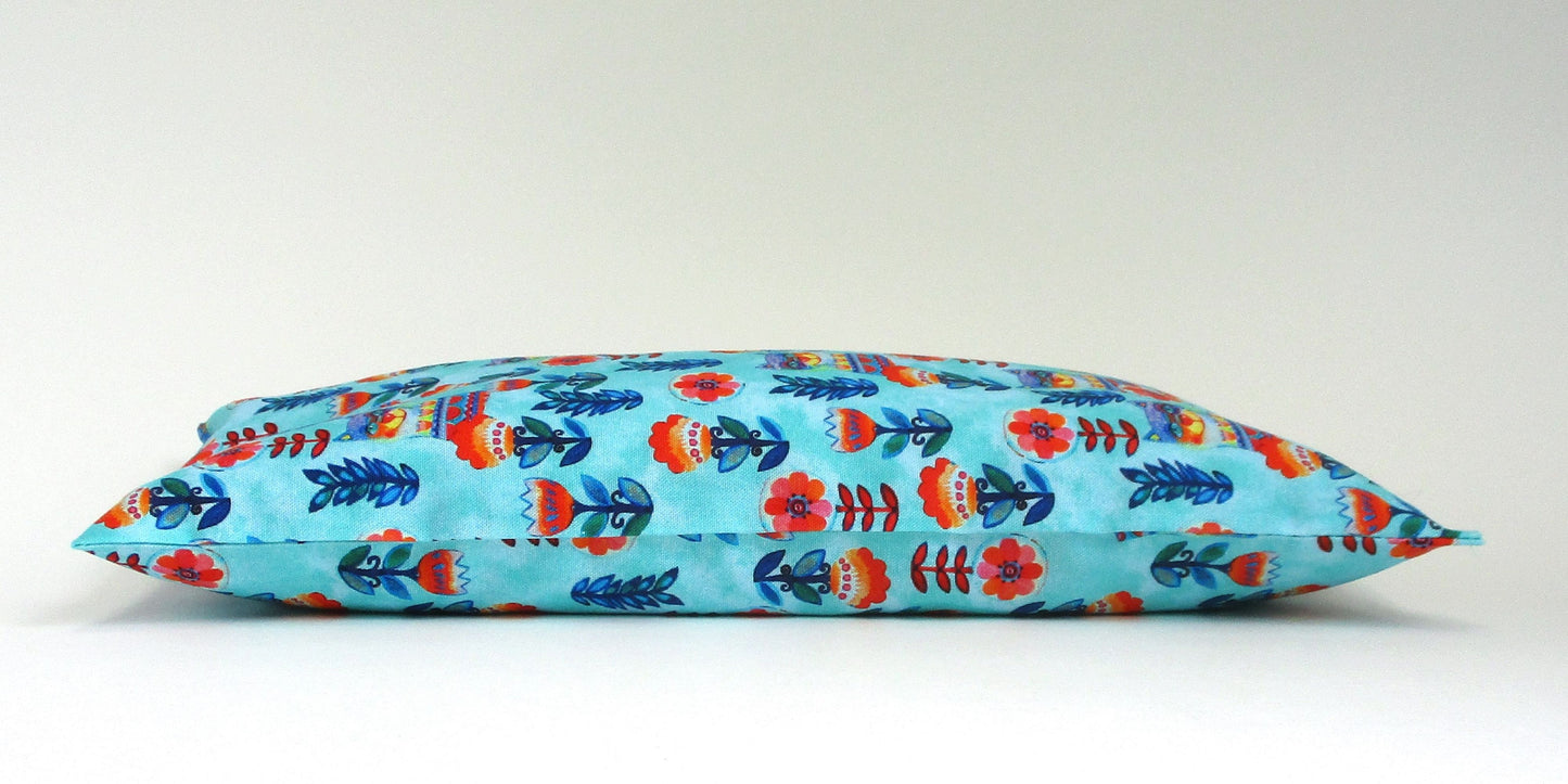 Catnip Kick Stick for Cats, High-Altitude Catnip, Folk Art Cats & Flowers, Turquoise Cat Kicker Toy