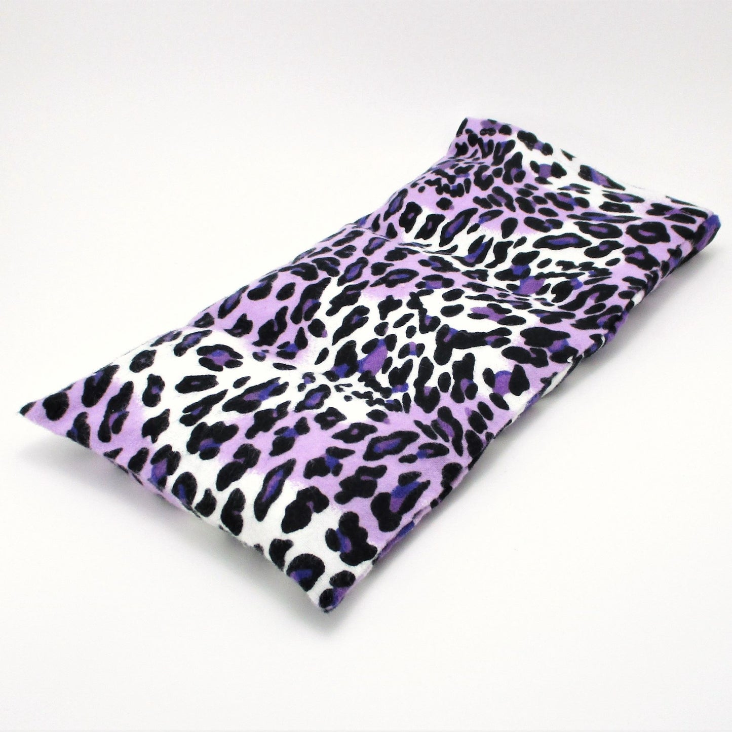 Purple Leopard Microwavable Therapy Pack, Washable Flannel Cover, 12 by 7 inches