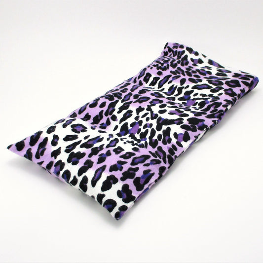 Purple Leopard Microwavable Therapy Pack, Washable Flannel Cover, 12 by 7 inches