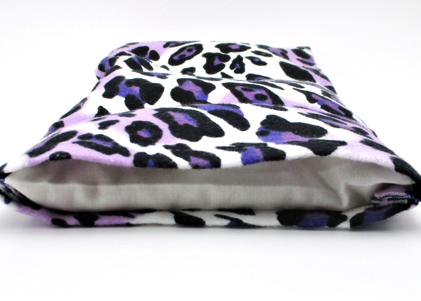 Purple Leopard Microwavable Therapy Pack, Washable Flannel Cover, 12 by 7 inches