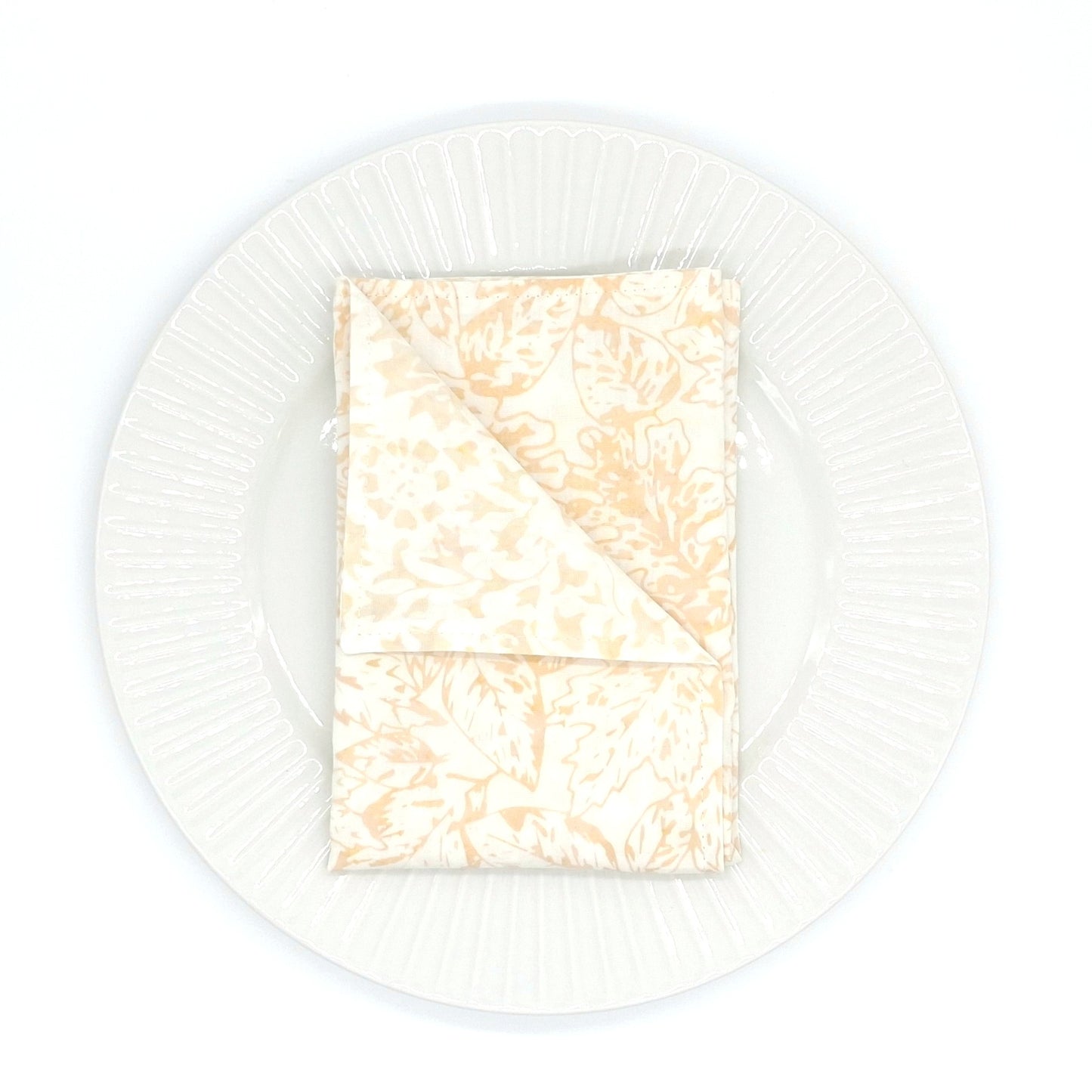 Handmade Reversible Batik Cotton Napkins Set of 4, Neutral Cream & Beige, 14x14 Cloth Dinner Napkins