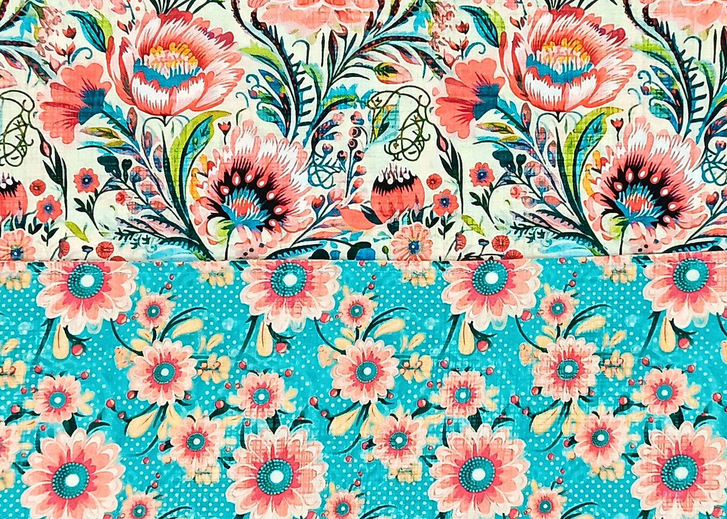 Large Floral Dinner Napkins, Set of Four 2 Ply Handmade Cotton Napkins 18x18