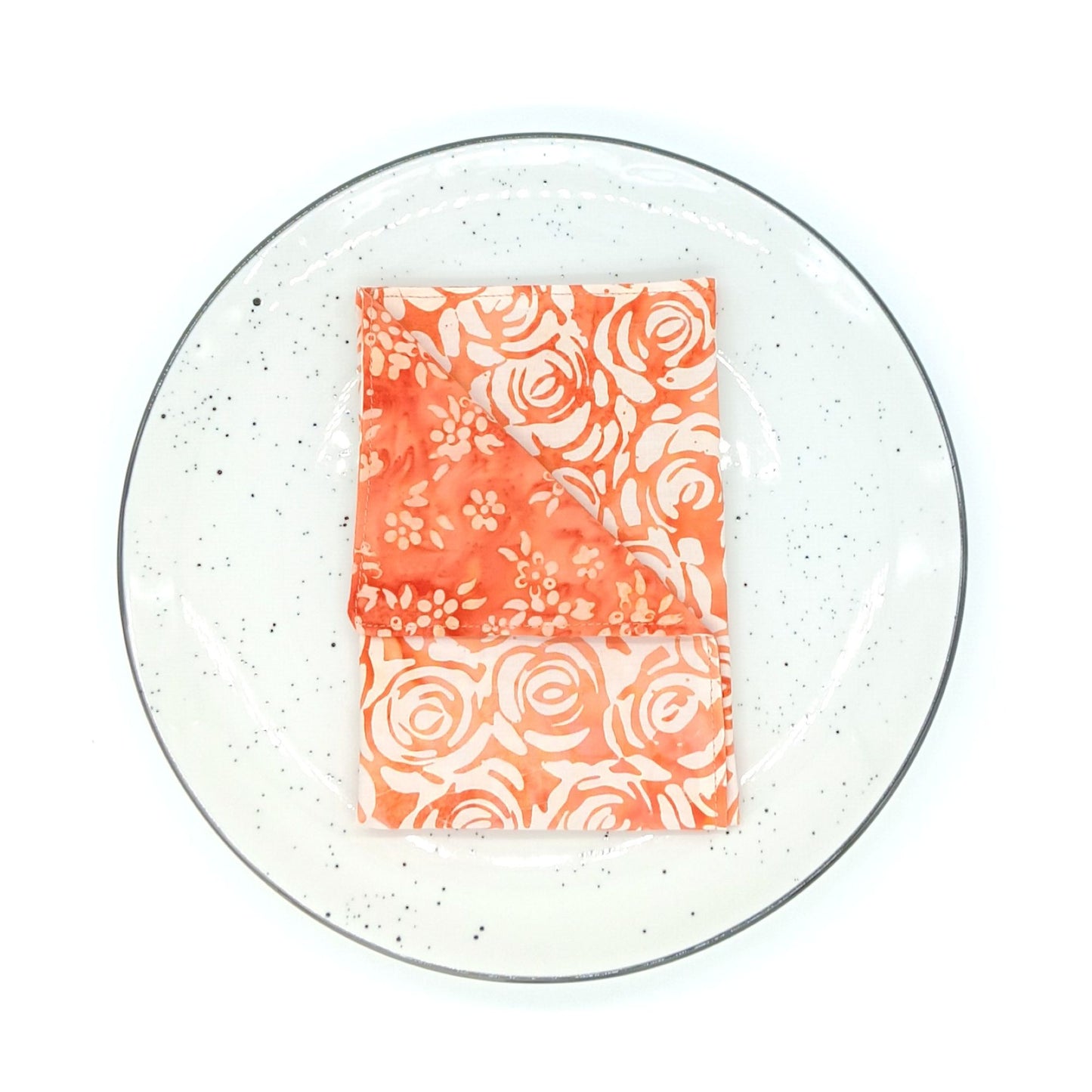Orange and White Batik Napkins - Reversible Cloth Table Linens