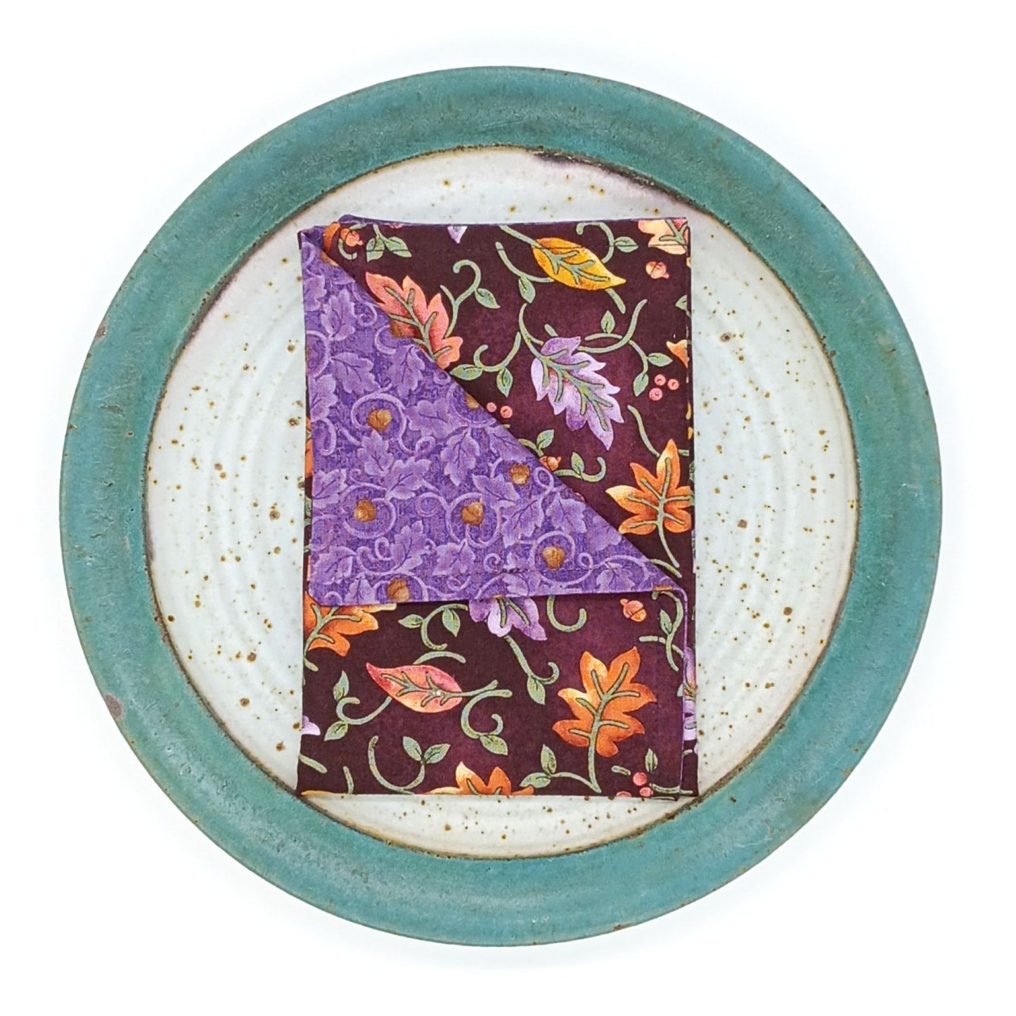 Purple Acorn Napkins, Set of 4 Reversible Oak Leaf Table Linens