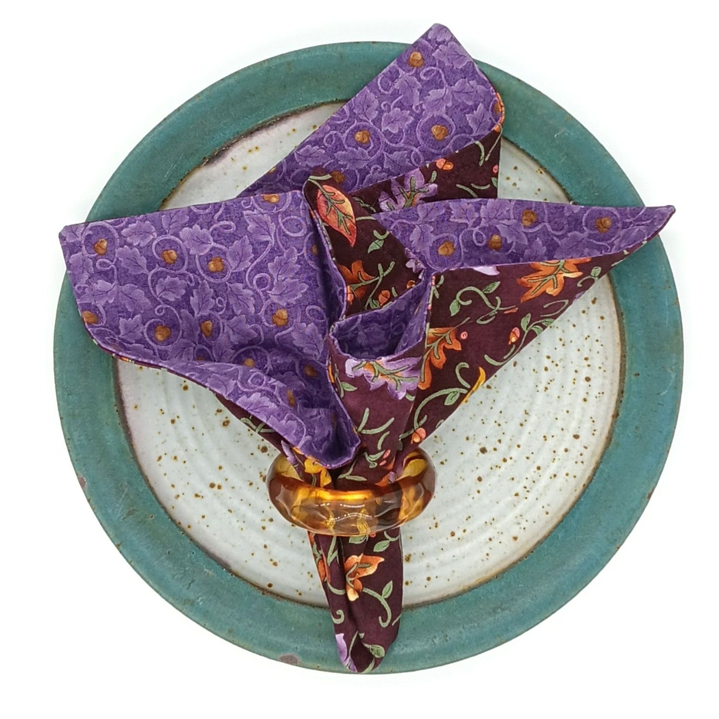 Purple Acorn Napkins, Set of 4 Reversible Oak Leaf Table Linens