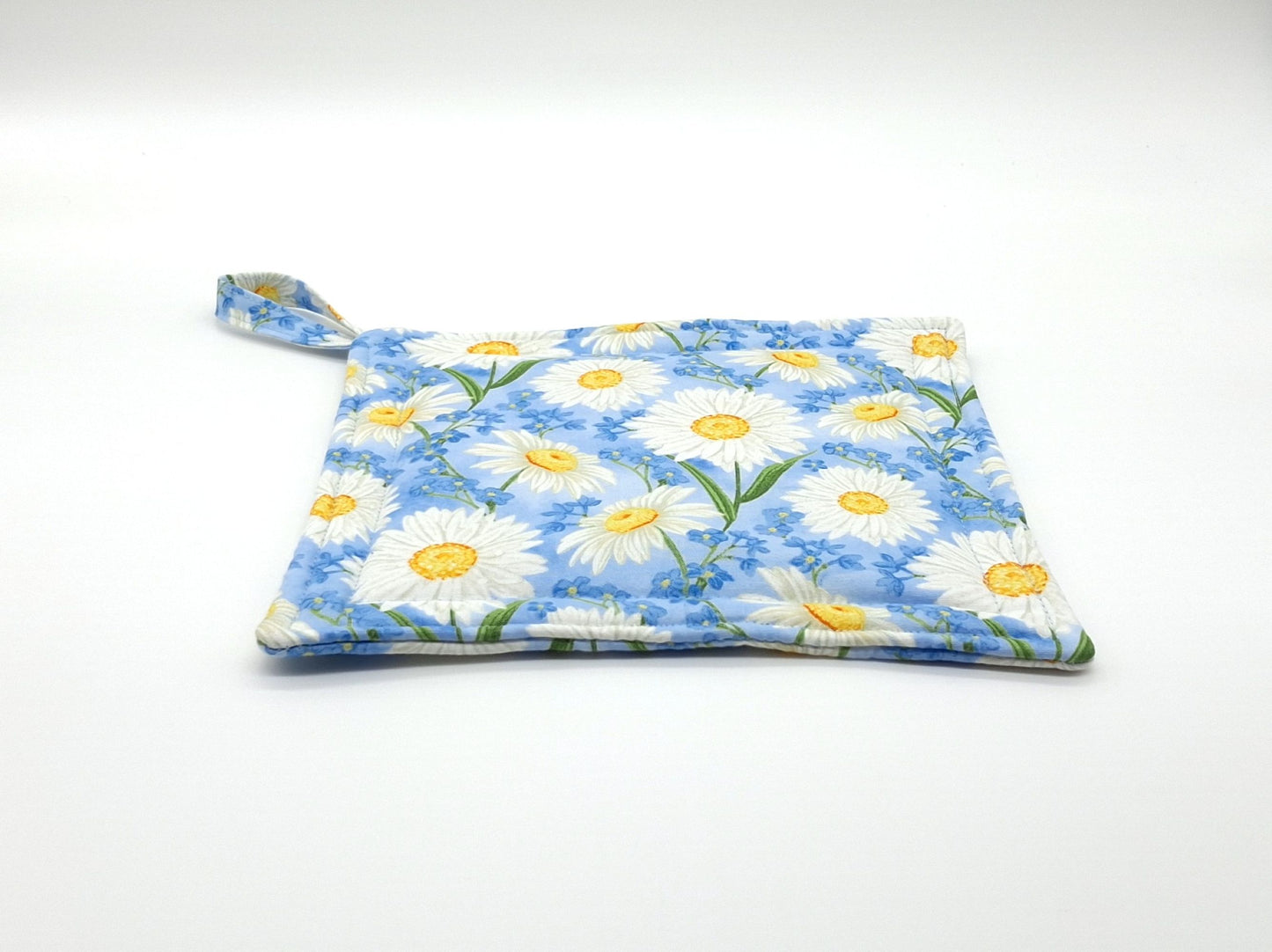 Daisy Potholders Set of 2, Farmhouse Floral Kitchen, Heat Resistant, Handmade Cotton Trivets