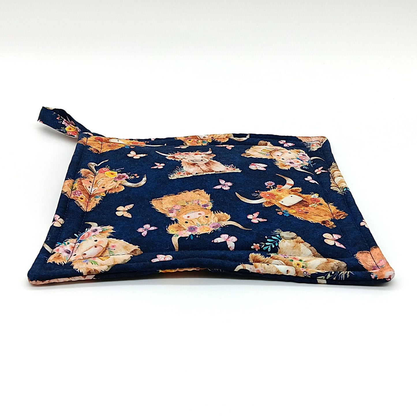 Highland Cow Potholders, Set of 2 Blue Farmhouse Trivets