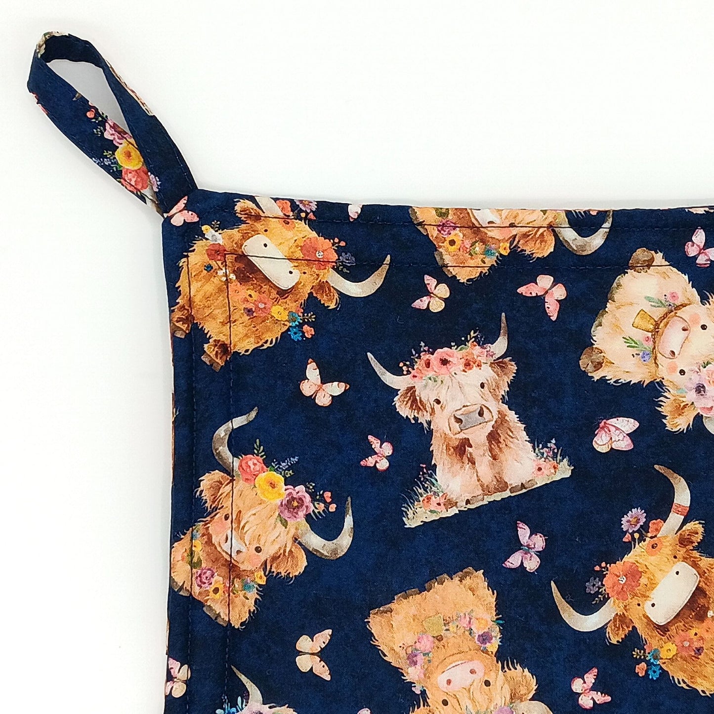 Highland Cow Potholders, Set of 2 Blue Farmhouse Trivets