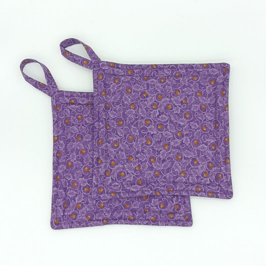 Purple Acorn Potholders, Set of 2  Hot Mats