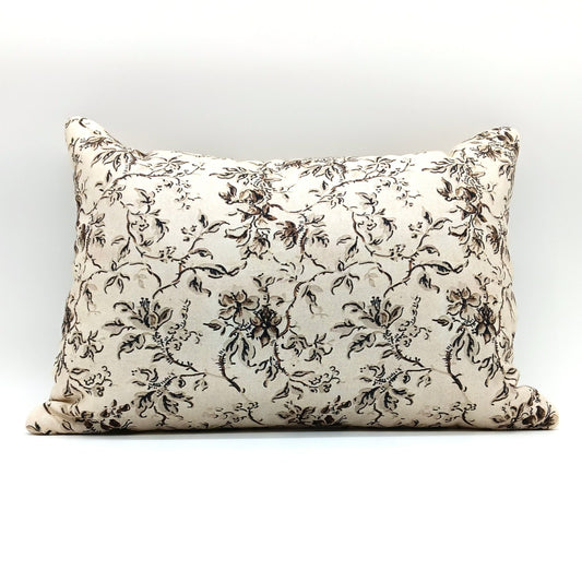 Lavender Pillow with Buckwheat Hulls, Victorian Floral Neck Roll, Lumbar Support