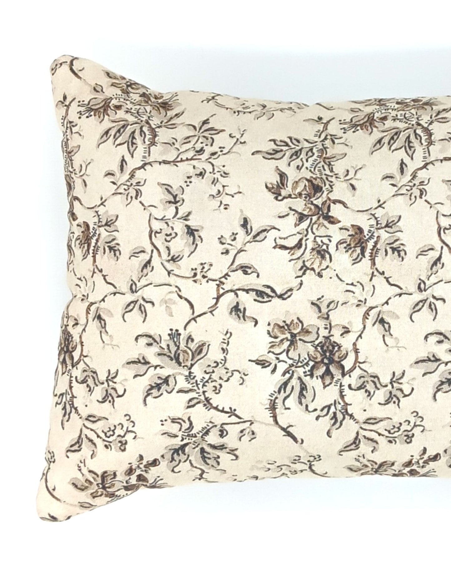 Lavender Pillow with Buckwheat Hulls, Victorian Floral Neck Roll, Lumbar Support