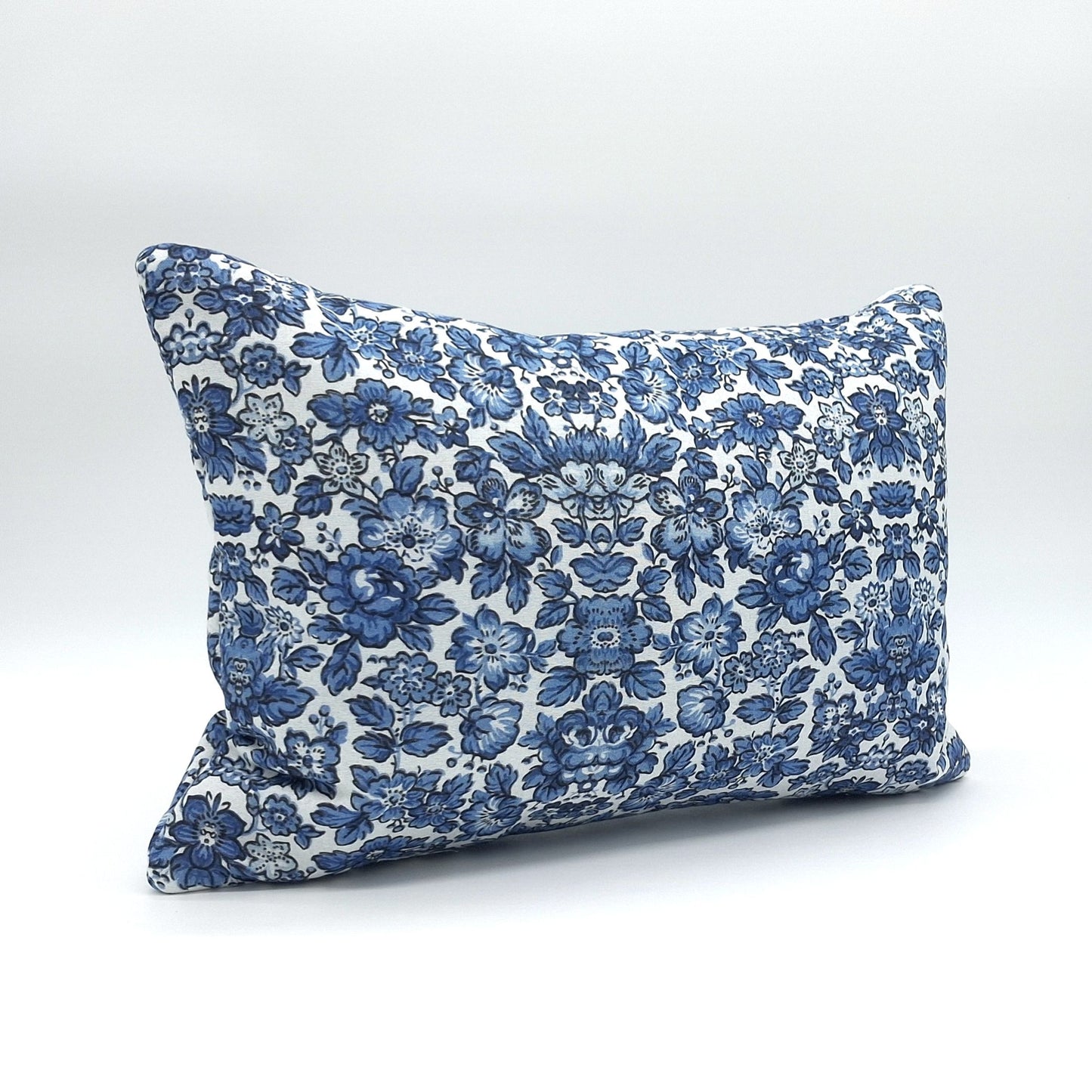 Lavender Buckwheat Pillow, Tim Holtz Blue Floral, Neck Lumbar Travel Support, Handmade