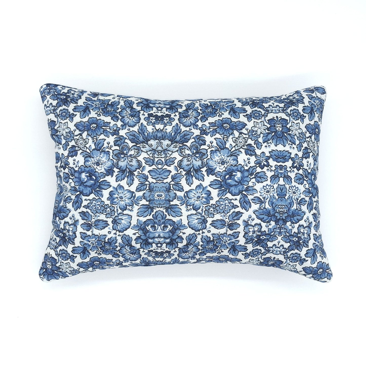Lavender Buckwheat Pillow, Tim Holtz Blue Floral, Neck Lumbar Travel Support, Handmade