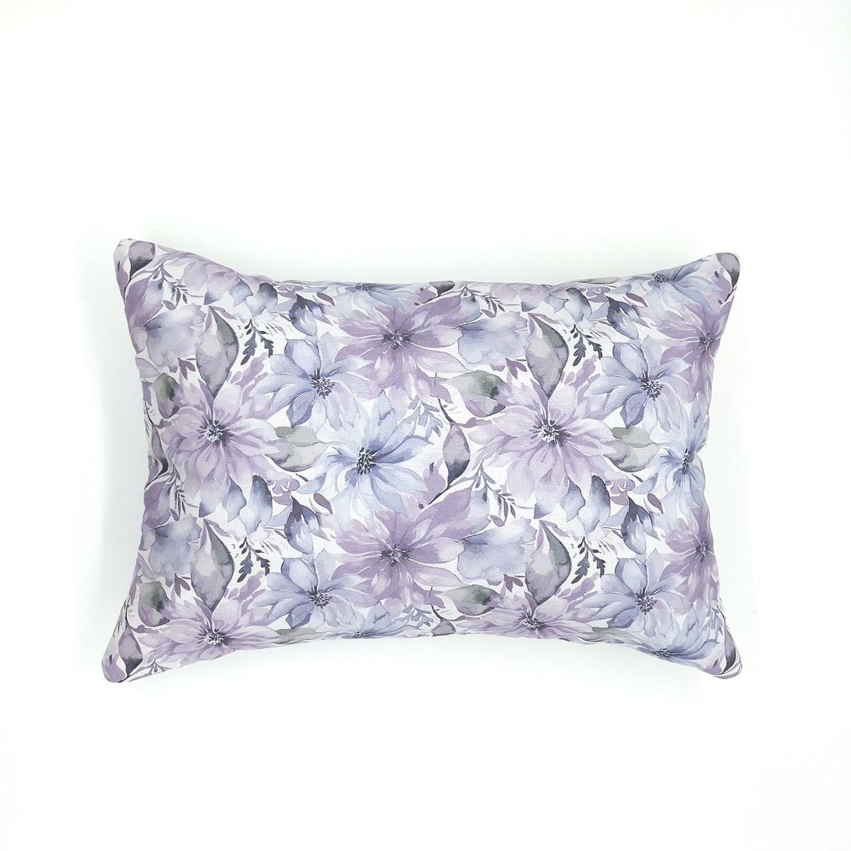 Lavender Buckwheat Pillow, Watercolor Floral Travel & Lumbar Support Pillow with French Lavender, Purple Clematis Fabric, Made to Order