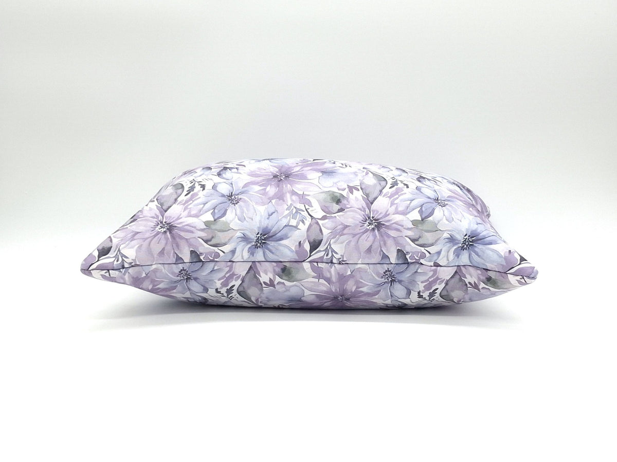 Lavender Buckwheat Pillow, Watercolor Floral Travel & Lumbar Support Pillow with French Lavender, Purple Clematis Fabric, Made to Order