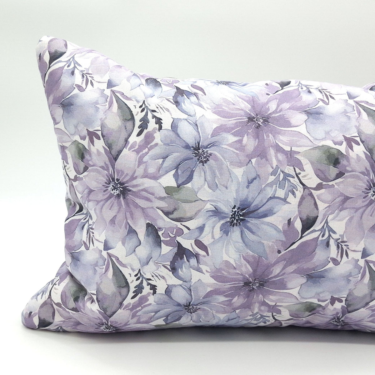 Lavender Buckwheat Pillow, Watercolor Floral Travel & Lumbar Support Pillow with French Lavender, Purple Clematis Fabric, Made to Order