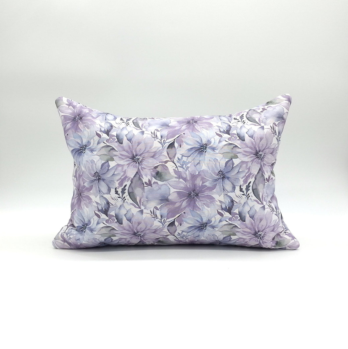 Lavender Buckwheat Pillow, Watercolor Floral Travel & Lumbar Support Pillow with French Lavender, Purple Clematis Fabric, Made to Order
