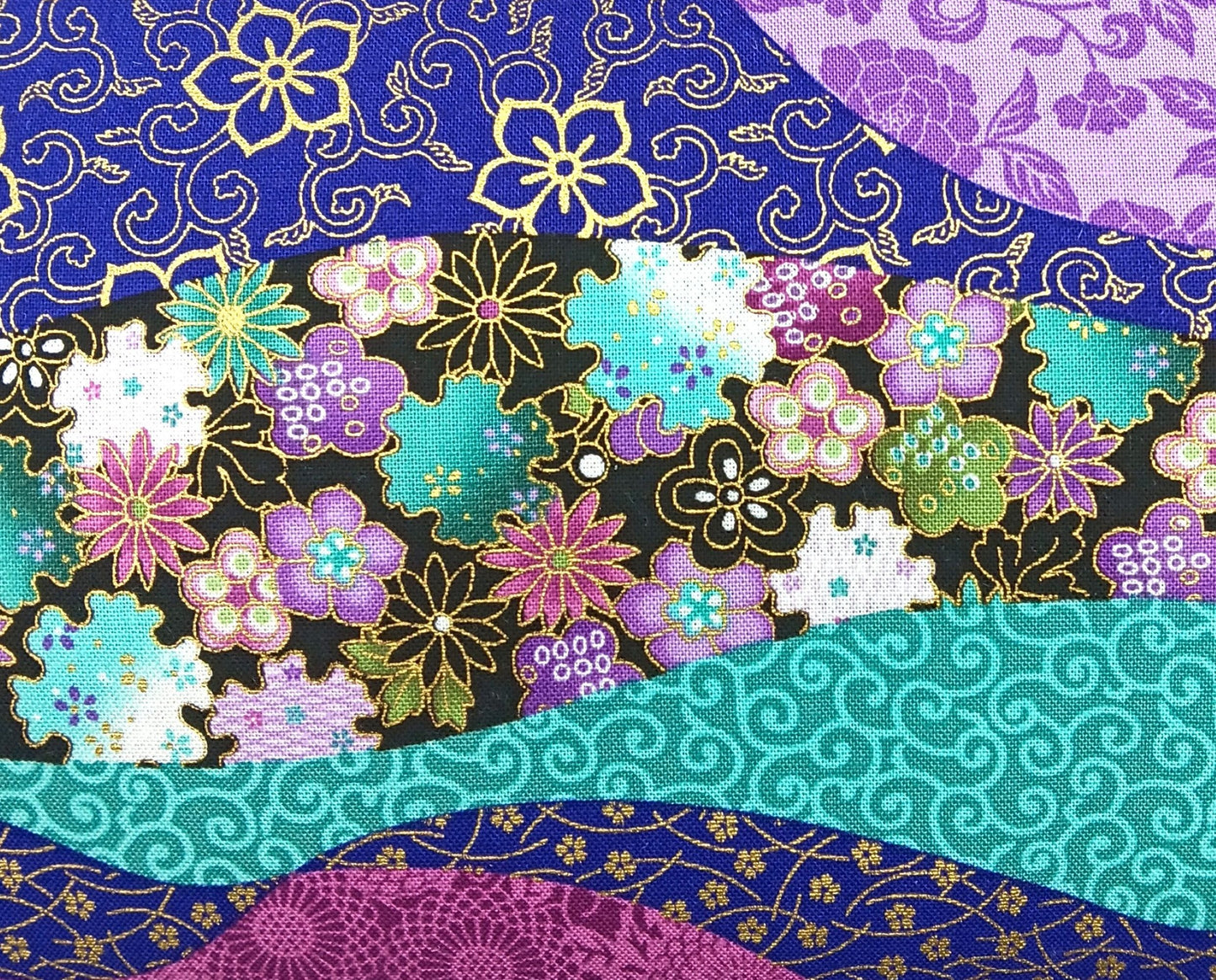 Lavender Buckwheat Pillow, Asian-Inspired Floral Travel & Lumbar Support Pillow with French Lavender, Jewel Tone & Gold Accent Fabric, Made to Order