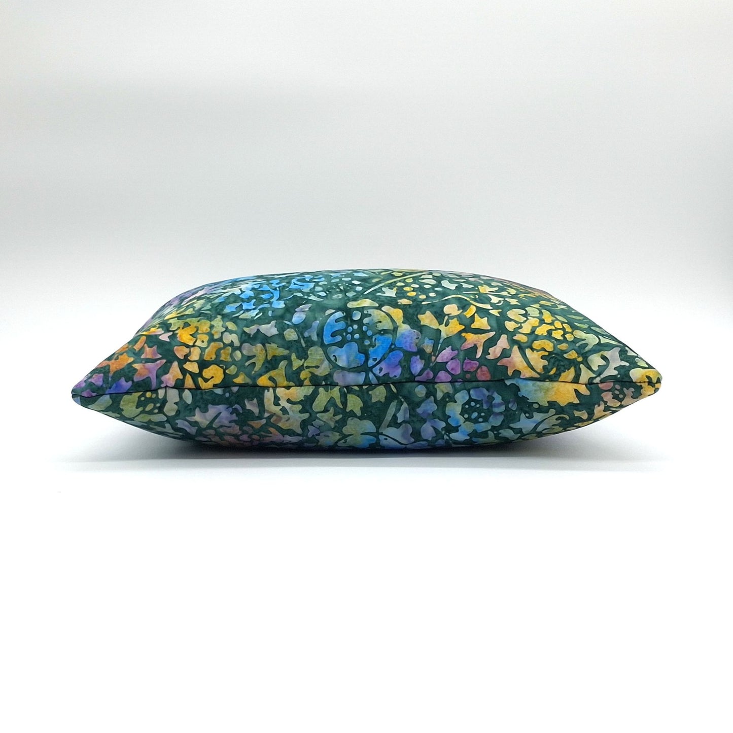 Lavender Buckwheat Pillow, Batik Floral Travel & Lumbar Support Pillow, Forest Green & Jewel Tone Watercolor Fabric