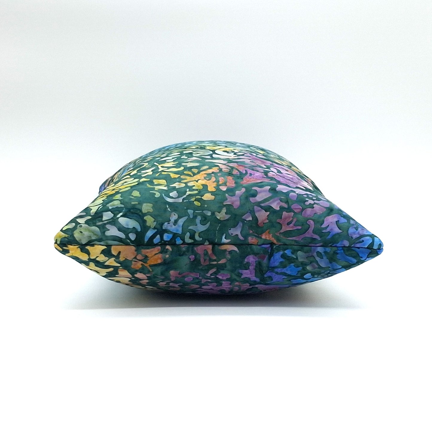 Lavender Buckwheat Pillow, Batik Floral Travel & Lumbar Support Pillow, Forest Green & Jewel Tone Watercolor Fabric
