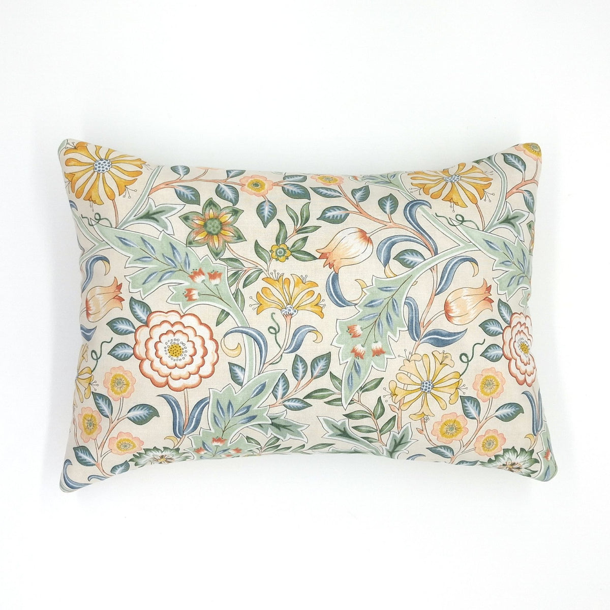 Lavender Buckwheat Pillow, Floral Travel & Lumbar Support Pillow with French Lavender, Arts & Crafts Botanical Fabric. Made to Order