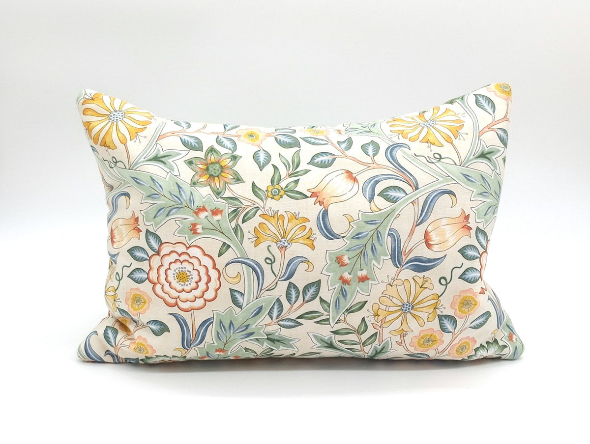 Lavender Buckwheat Pillow, Floral Travel & Lumbar Support Pillow with French Lavender, Arts & Crafts Botanical Fabric. Made to Order