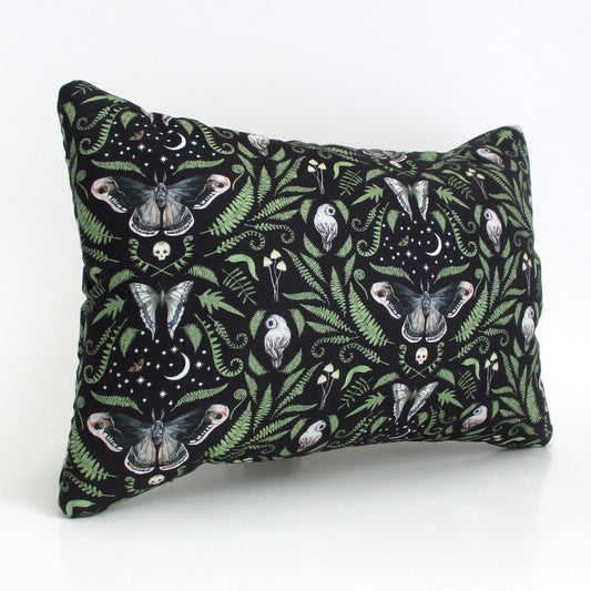 Lavender Buckwheat Pillow, Handmade Travel & Lumbar Support Pillow with French Lavender, Gothic Botanical Fabric, Made to Order