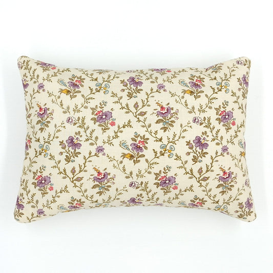 Lavender Buckwheat Pillow, Vintage Floral Travel & Lumbar Support Pillow with French Lavender, Plum, Pink & Cream Botanical Fabric, Made to Order