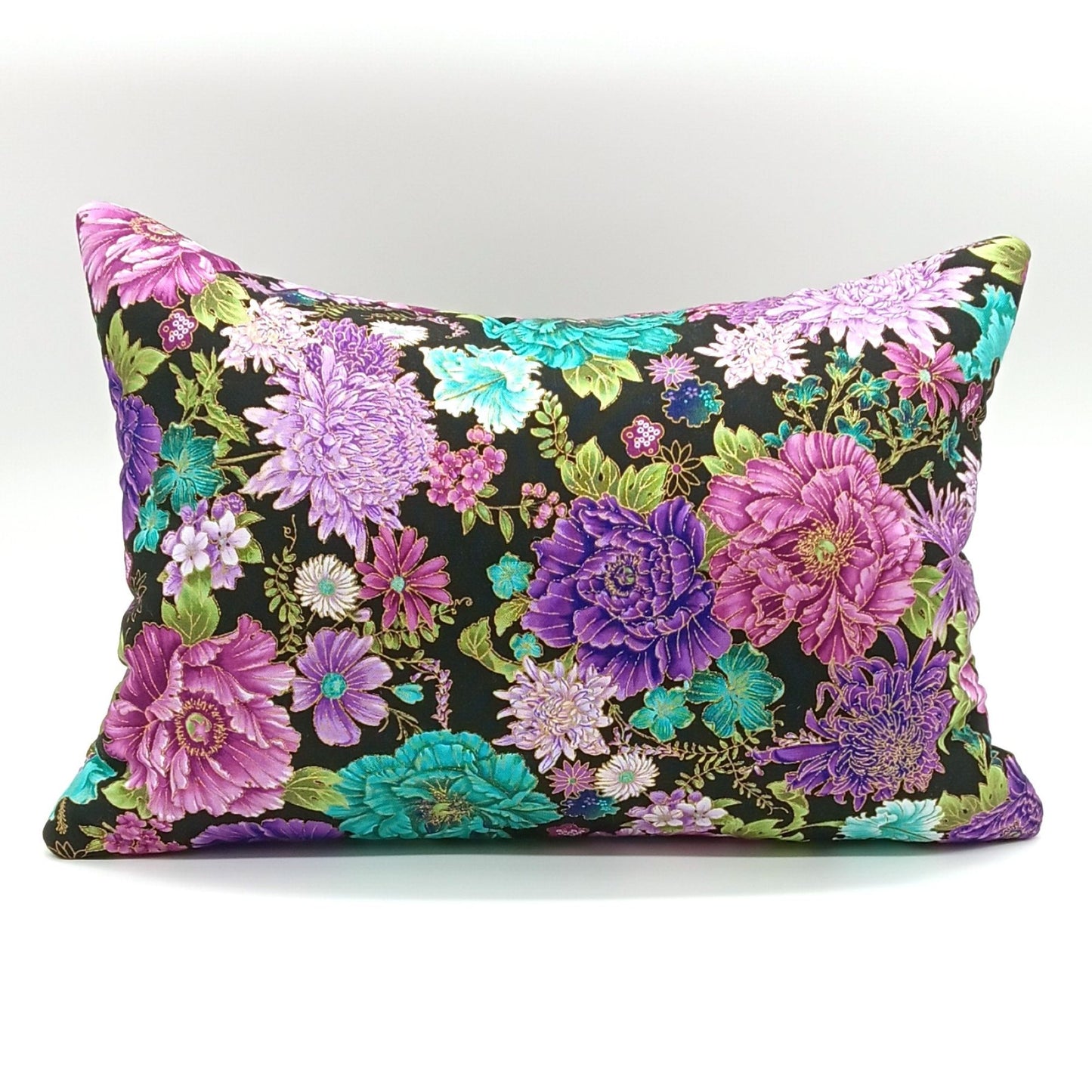 Lavender Buckwheat Pillow, Peony Garden Neck Support, 12 x 8.5 inches