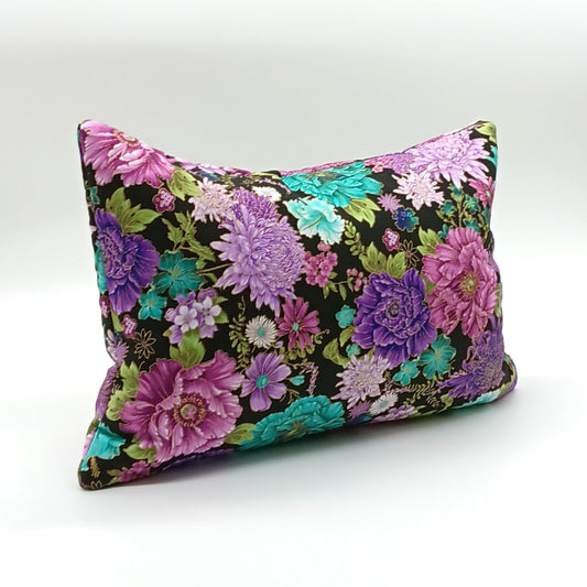 Lavender Buckwheat Pillow, Peony Garden Neck Support, 12 x 8.5 inches