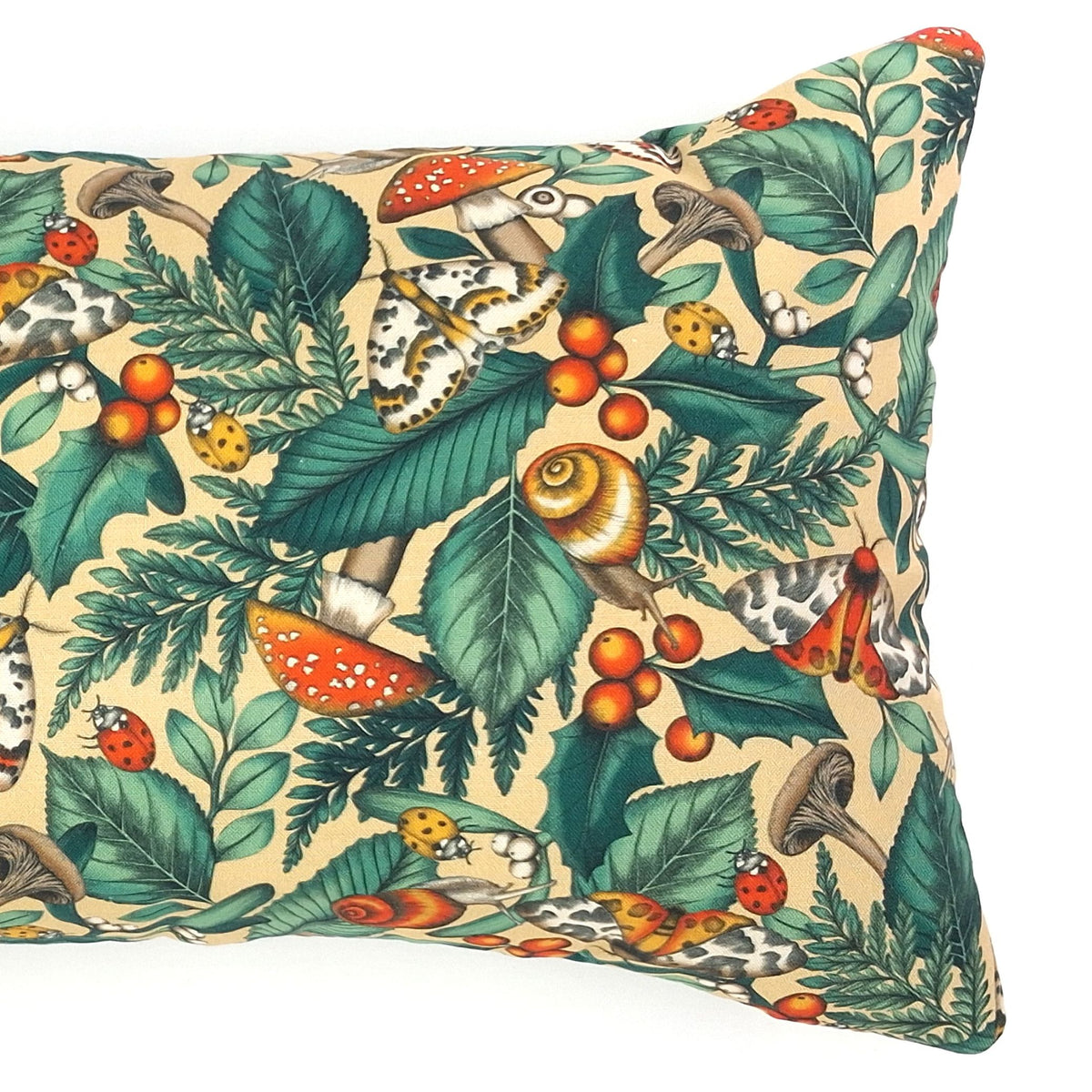Lavender Buckwheat Neck Roll Pillow, Mushroom, Snail & Moth Woodland Travel & Lumbar Support Pillow with French Lavenderr