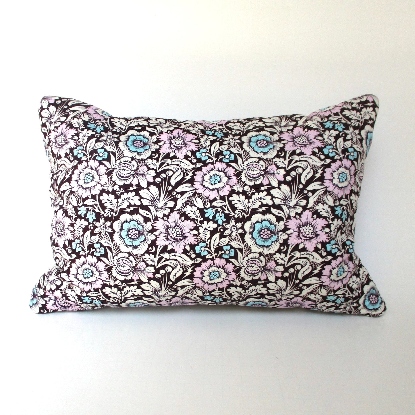 Lavender Buckwheat Pillow, Exotic Floral Travel & Lumbar Support Pillow with French Lavender, Plum Celestial Gothic Fabric, Made to Order